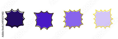 Hand drawn purple comic book style explosion callouts for social media marketing and sales promotions