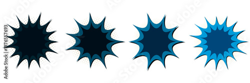 Blue Comic Book Explosion Bubbles for Superhero Themed Birthday Party Graphics
