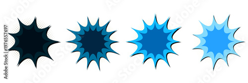 Deep Sea Blue Comic Explosion Bubbles for Underwater Adventure and Marine Graphic Design