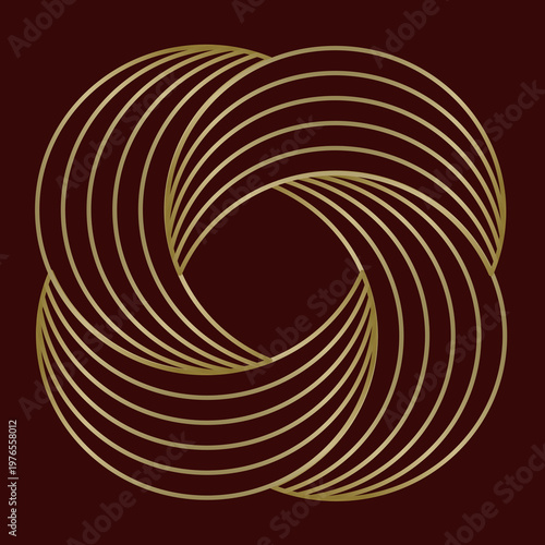 Konstfotografi abstract circular symbol with modern spiral design in red and gold color,elegant geometric element for corporate identity and technology or luxury concepts