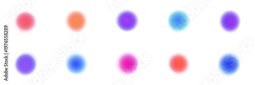 Set of vibrant gradient blur circles for modern web design and glassmorphism interface elements