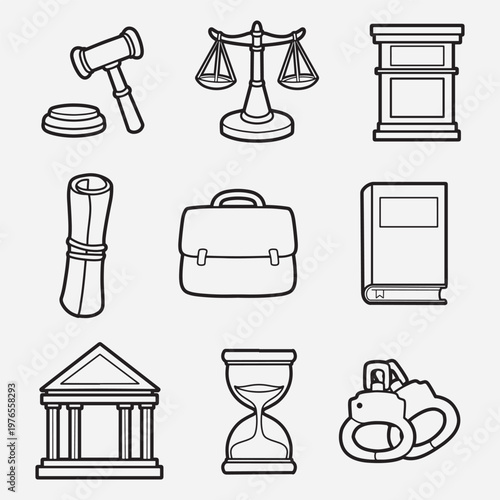 set of law with outline style good for icon, symbol, element design, coloring book, etc