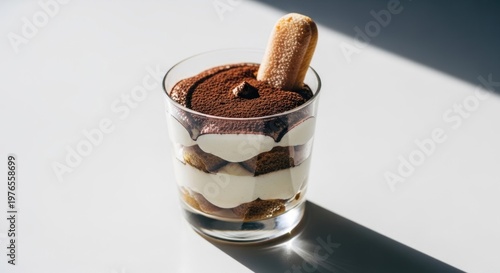 Delicious Tiramisu Dessert Served in a Glass.