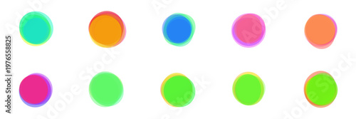 Minimalist vibrant translucent dots for ADHD sensory processing and inclusive mental health graphics