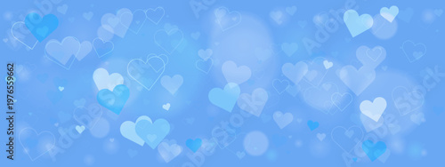 Blue Hearts Bokeh Background for Baby Boy Shower and Gender Reveal Party