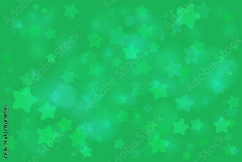 Fotografie Abstract Green St Patricks Day Background with Glowing Stars and Soft Bokeh Ligh