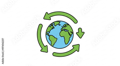Earth globe with green recycling arrows sustainable environment concept eco friendly symbol