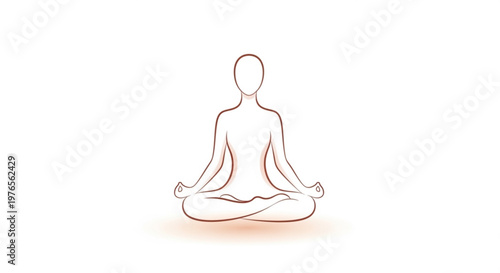 Person meditating in lotus position with hands in mudra peaceful and serene simple line art illustration