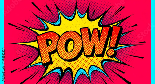 Comic Book Pop Art POW Burst Graphic Illustration.