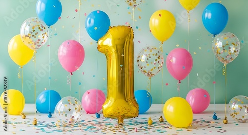 Number One Gold Balloon Celebration