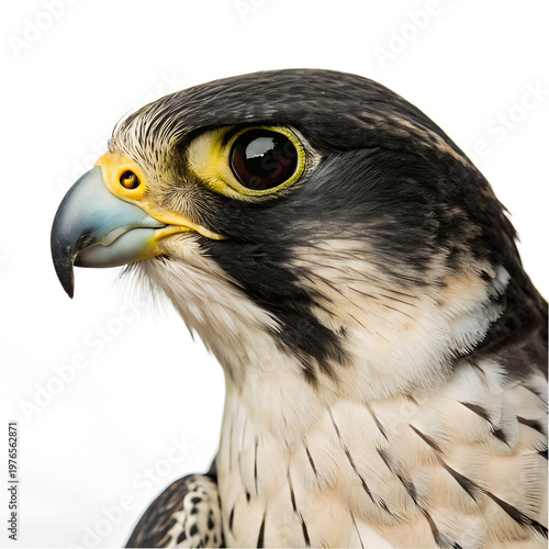 Close-up of a Peregrine Falcon's Head and Face