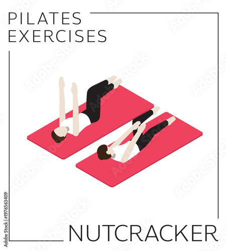 Pilates Nutcracker Exercise Isometric Vector