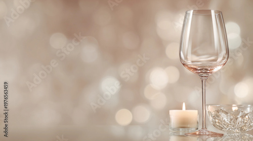 glass of champagne with candles