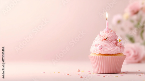 cupcake with pink ribbon