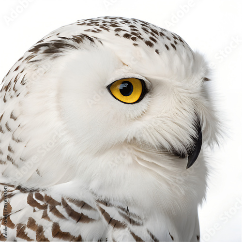 Snowy Owl Close-up with Bright Yellow Eyes