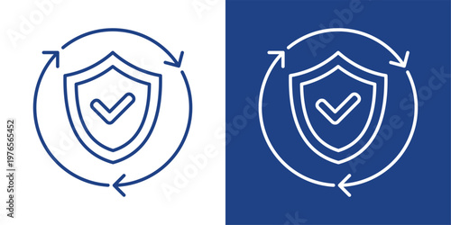 Policy Compliance Blue And White Icon Style Collection