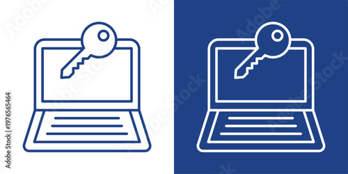 Data Encryption Blue And White Icon Style Collection