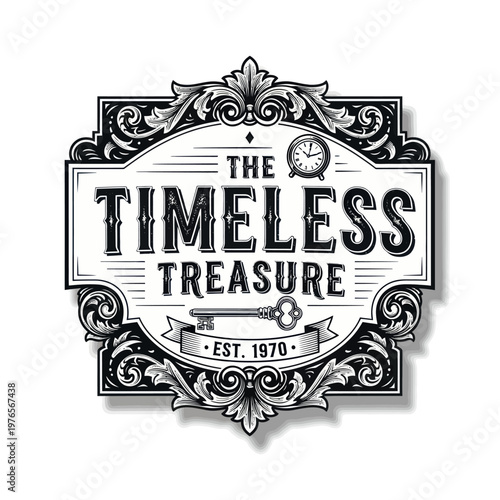The Timeless Treasure Vintage Emblem with Key and Clock.