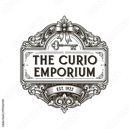 Vintage Emblem for The Curio Emporium Established 1922.