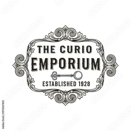 The Curio Emporium Established 1928 Vintage Logo Design.