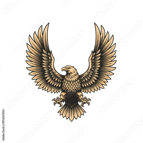 Majestic Eagle with Wings Spread Wide in Flight.