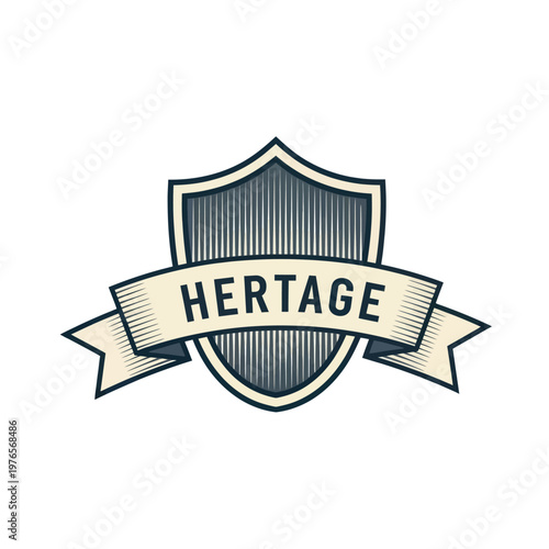 Vintage Shield Emblem with Ribbon Banner.