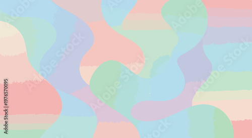 A pastel-colored abstract design with flowing, organic shapes