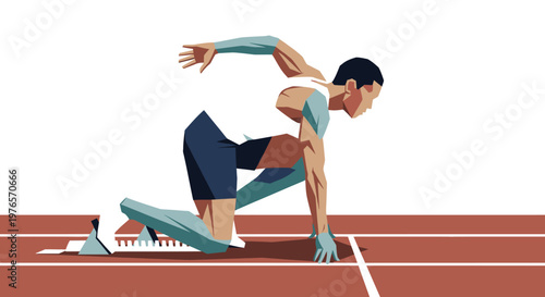 Wallpaper Mural Sprinter Athlete Ready to Race on Track, Sports Competition Torontodigital.ca