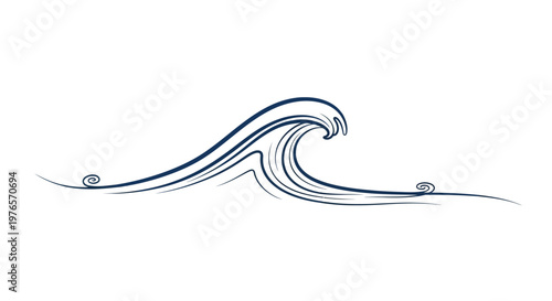 Wallpaper Mural Stylized Ocean Wave Illustration - Minimalist Blue Line Art Torontodigital.ca