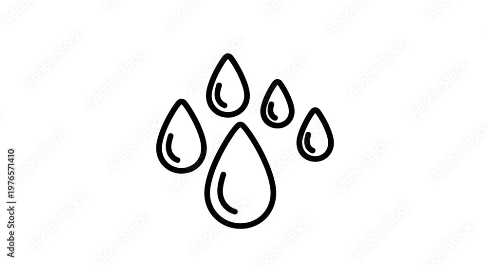 custom made wallpaper toronto digitalWater Droplets Icon - Clean Line Art Illustration
