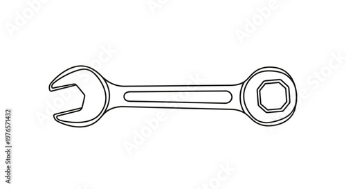 Wallpaper Mural Wrench Tool Illustration - Outline Drawing on White Background Torontodigital.ca