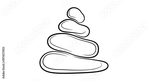 Wallpaper Mural Zen Stacked Stones Line Art Torontodigital.ca