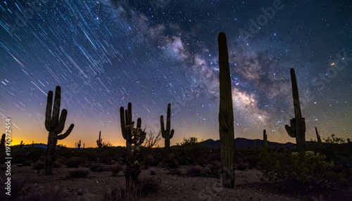 Celestial expanse over desert landscape