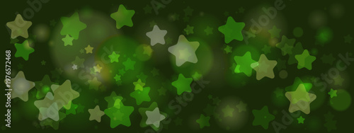 Photography Green St Patricks Day Bokeh Background with Glowing Stars and Festive Sparkles