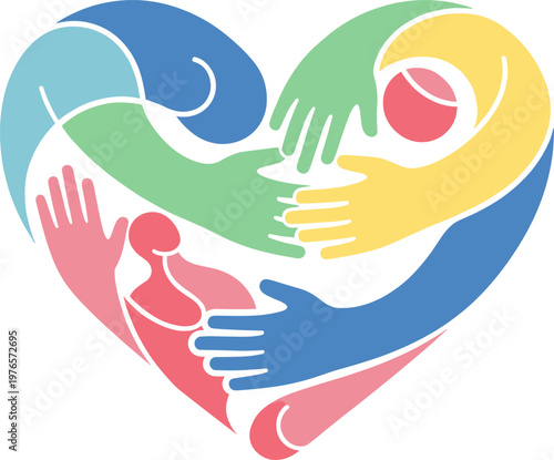 Diversity Community and Love Concept with Heart Shaped Hands