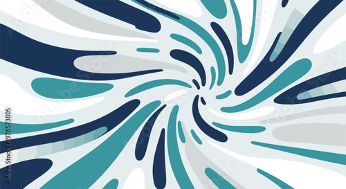 A swirling abstract design with curved shapes in cool, calming colors