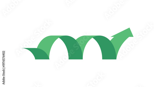 Green Curved Arrow Bouncing Forward Representing Progress, Forward Movement, and Business Profit Growth