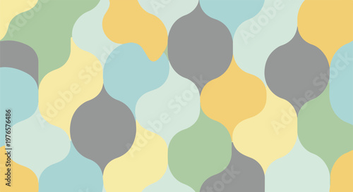 Abstract patterned background with overlapping teardrop shapes in pastel colors
