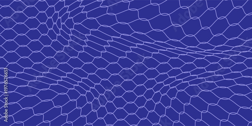 Curved net pattern with blue background. Seamless design for sportswear or equipment like soccer goals, volleyball nets, basketball hoops, hockey nets, and athletic gear.
