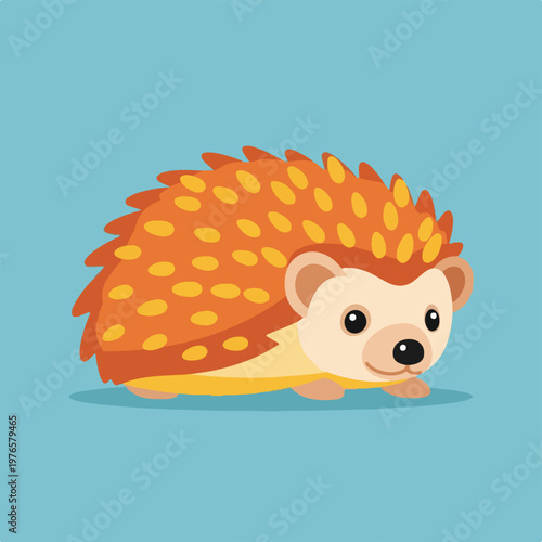 Adorable hedgehog illustration with spikes and blue background