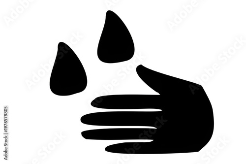 手洗い・衛生管理の黒色シルエット