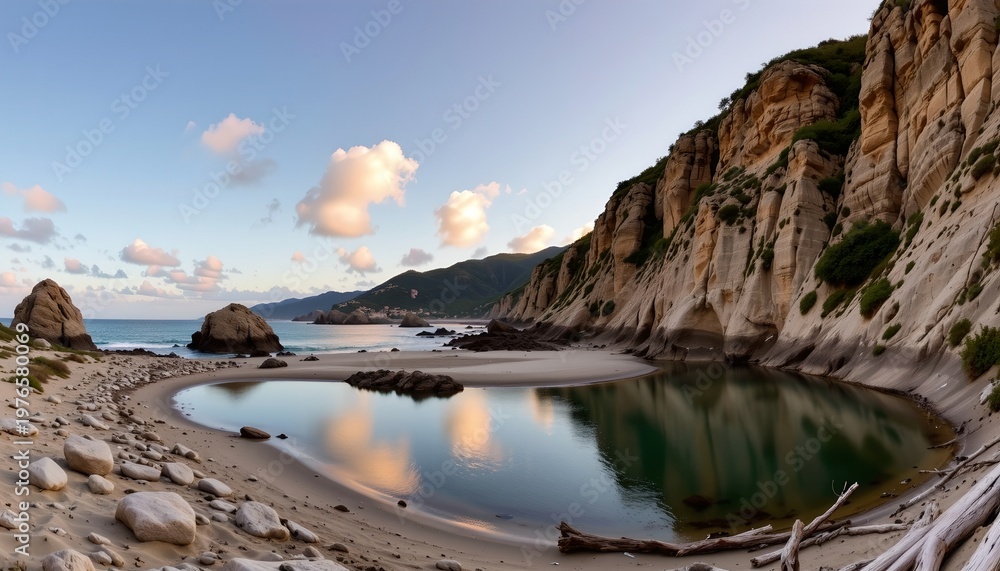 Fototapeta premium Sunset Over Rugged Coastal Cliffs