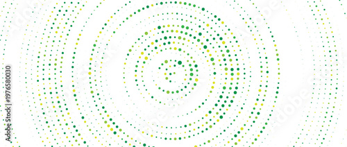 Spring green radial pattern background. Abstract fresh dotted concentric circle wallpaper. Circular halftone dot comic texture backdrop. Vector summer green cartoon pop art overlay for poster, banner