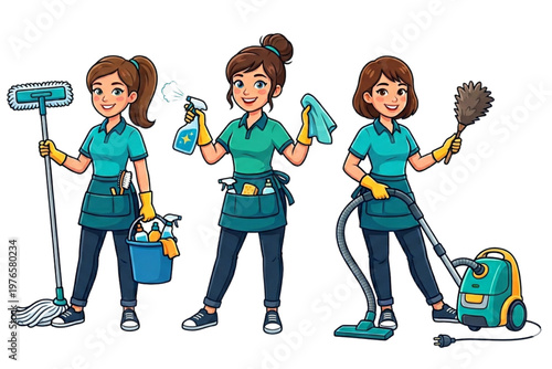 Cleaning services girls vector