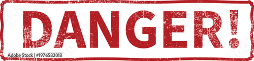 Red Danger Warning Grunge Rubber Stamp Vector Isolated on White