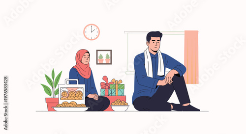 Two People Packing Boxes with Gifts in Home.