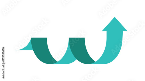 Blue Curved Arrow Bouncing Forward Representing Progress, Forward Movement, and Business Profit Growth