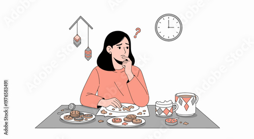 Woman Eating A Meal At Table.