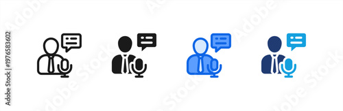 Event Moderator icon multiple style collection. Vector illustration.