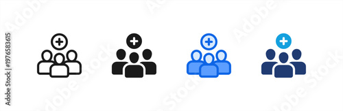 Join Meeting Plus icon multiple style collection. Vector illustration.
